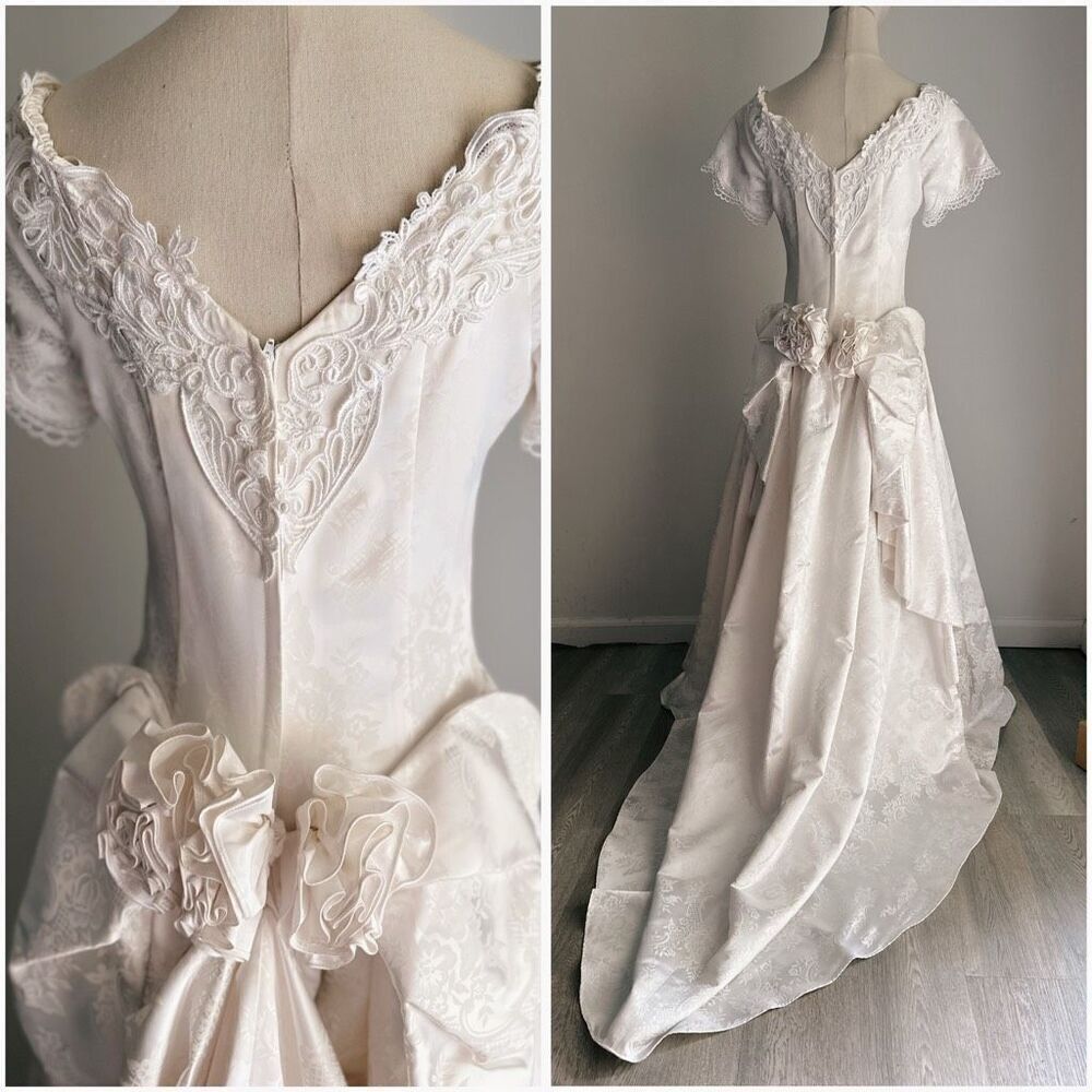 VTG Jessica McClintock Bridal Off the Shoulders Princess Ball Gown Prom Wedding - Picture 3 of 5
